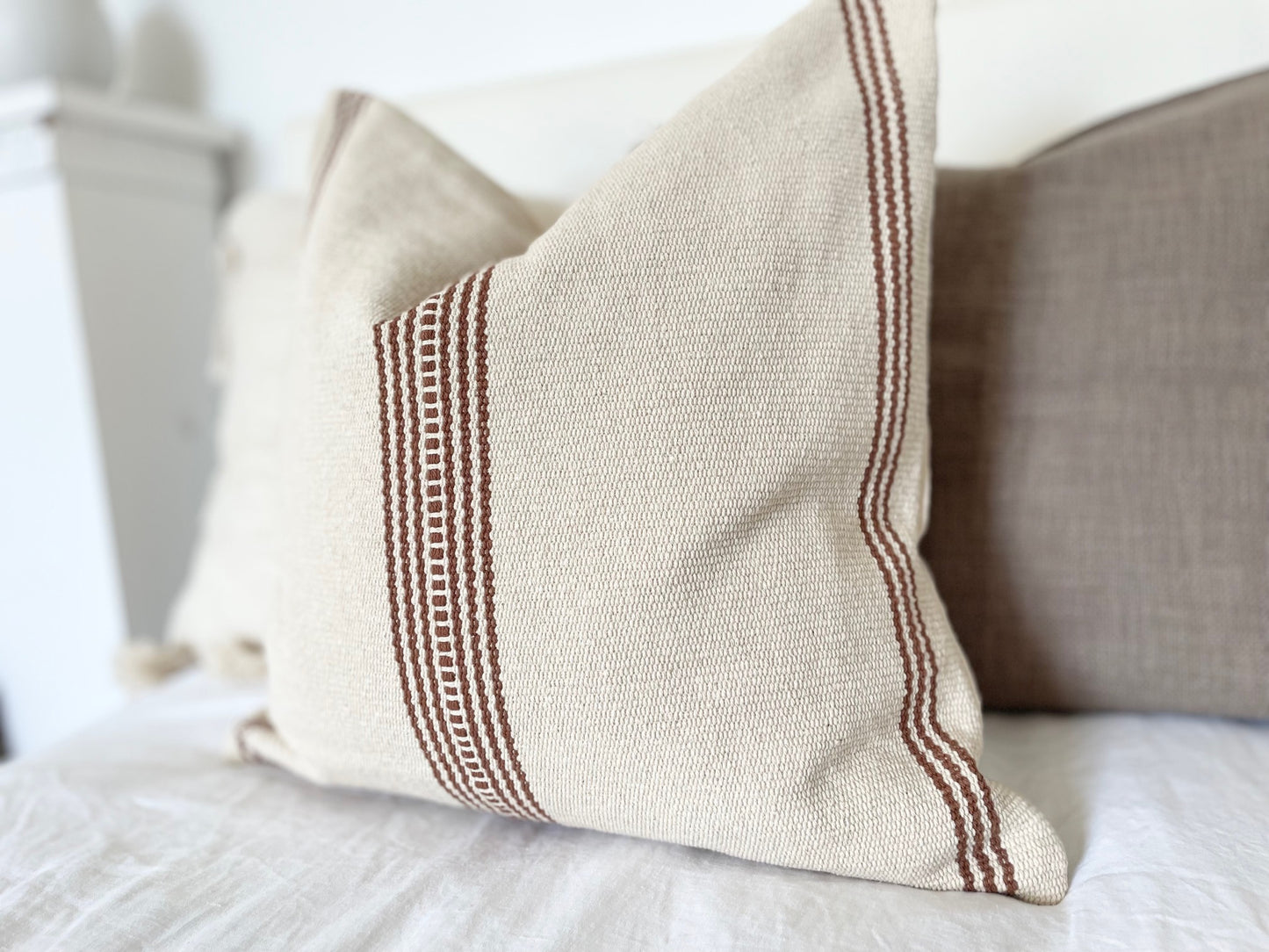 IBIZA - Striped Cushion Cover Thick Raw Cotton