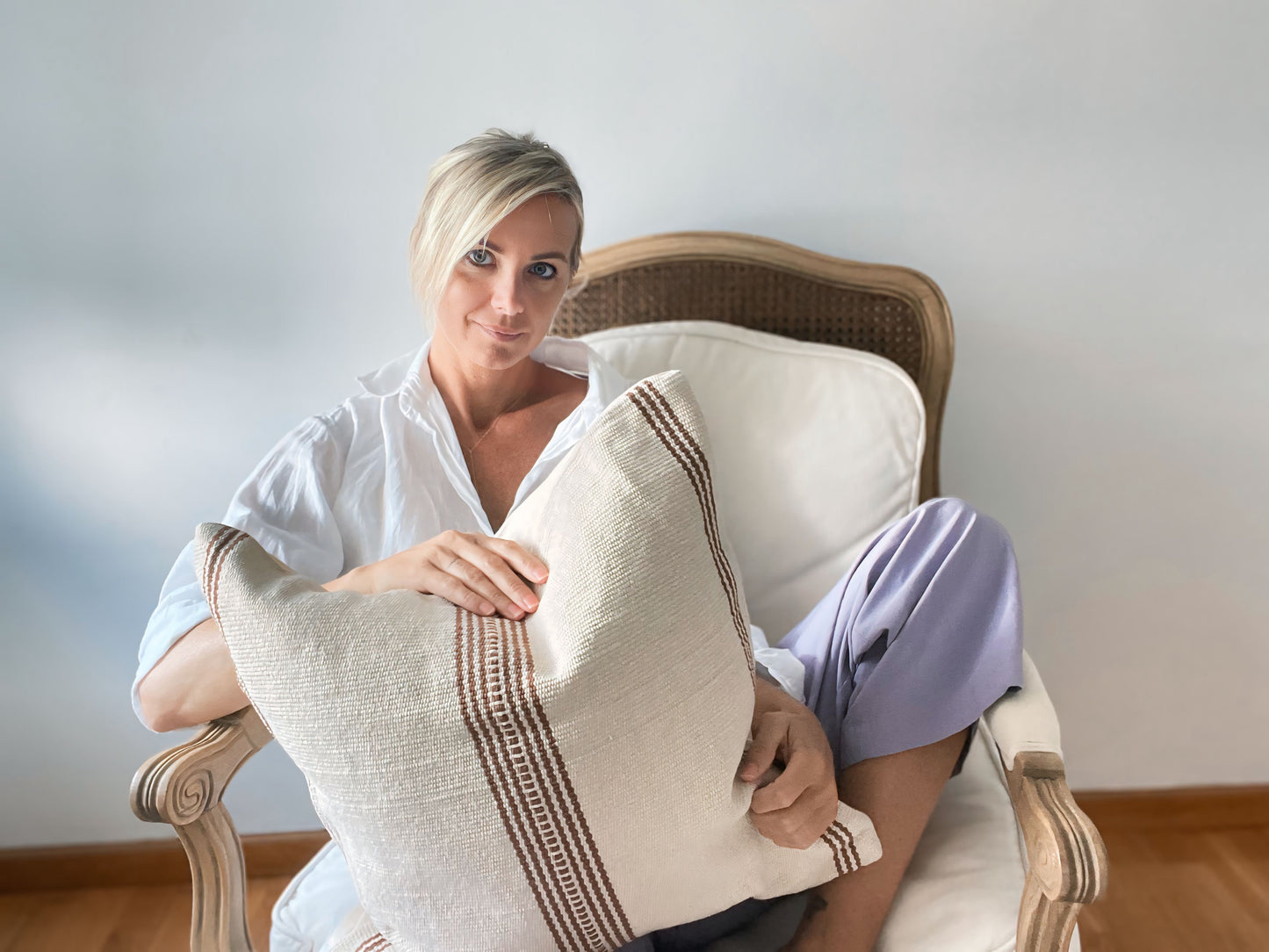 IBIZA - Striped Cushion Cover Thick Raw Cotton