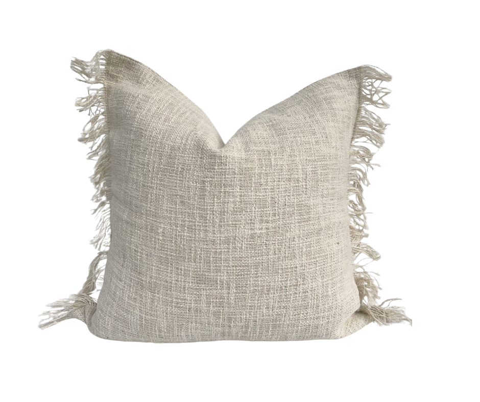 POSITANO - Set of 2 Natural Cushion Covers with fringes