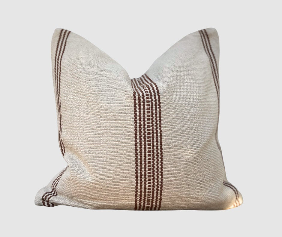 Striped Cushion Cover Thick Natural Cotton Vegan Non Toxic 50x50 cm